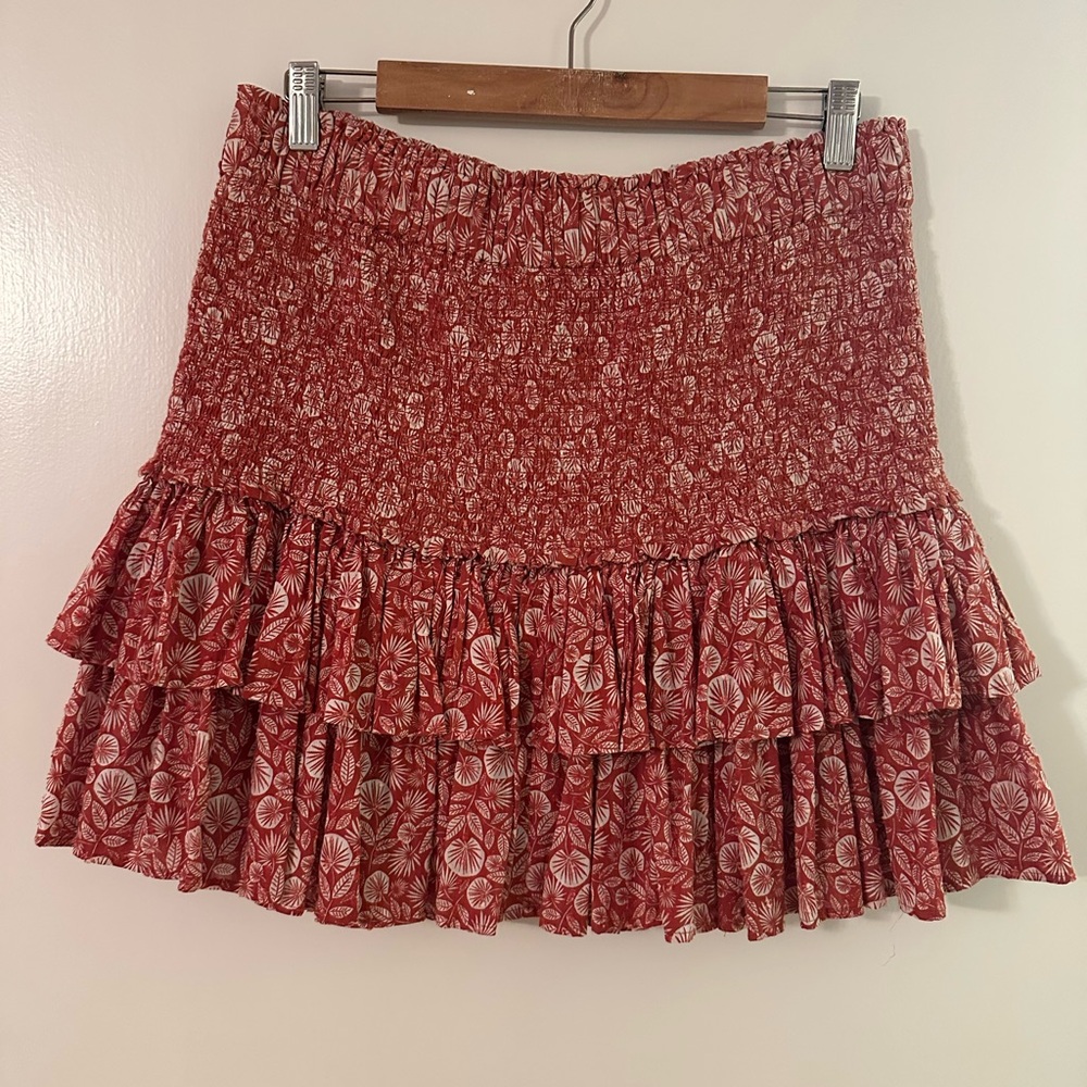 LOFT NWT Red Smocked Skater Mini Skirt